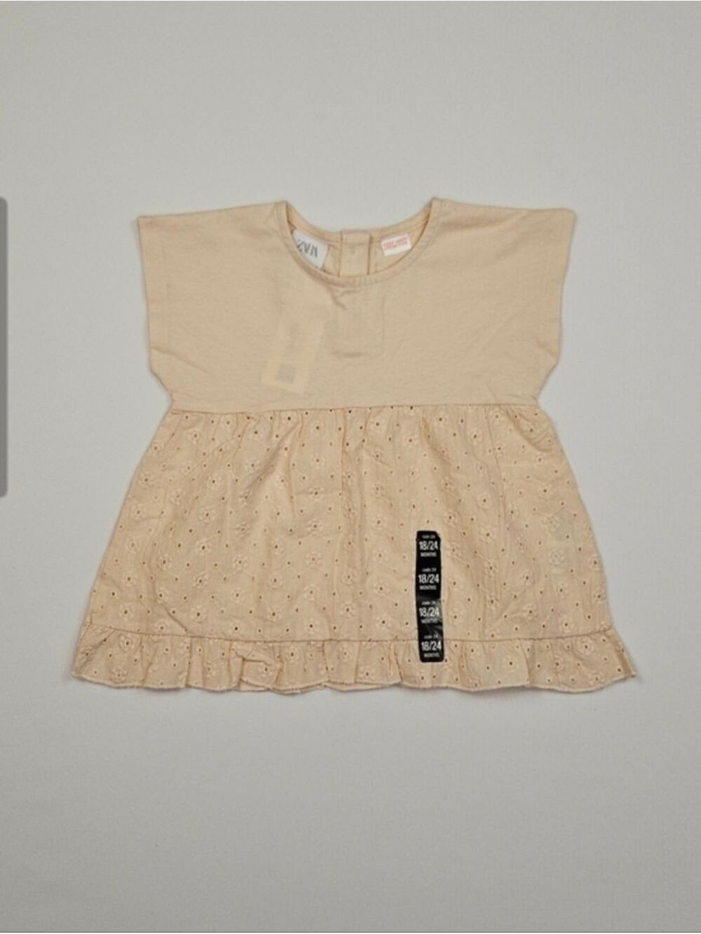 5/$25 Zara Baby Cream Eyelet Short Sleeve Top 18–24 Months NWT Neutral Boho